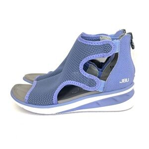 JBU Sport Nanette‎ Purple Grey Zip Heel Open Toe Wedge Sandals Shoes Womens 6.5